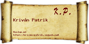 Kriván Patrik névjegykártya