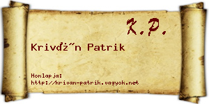 Kriván Patrik névjegykártya